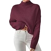 Libsorge Womens Oversized Mockneck Cute Cable Knit Sweater Winter Fall 2025 Ladies Dressy Casual Lightweight Pullover Tops
