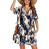 AI'MAGE Women's Swimsuit Coverups Bikini Beach Swimwear Cover Up A-line Bathing Suit Cover Up Dress with Pockets