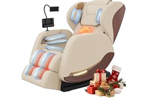 YEWGLEN 2025 Massage Chair, Massage Chairs Full Body and Recliner with 10 Fixed Points, Zero Gravity, Wood Grain Leather, Foot Massage, Airbags, Lumbar Heating, Bluetooth and Control Screen (Elegant White)