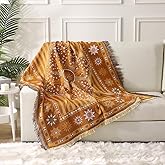 TOFUNTOY Boho Throw Blanket for Couch Sofa Bed, Decorative Throw Blanket with Tassels, 50"x60" Bohemian Woven Cover for Home Living Room Bedroom Indoor Outdoor Picnic