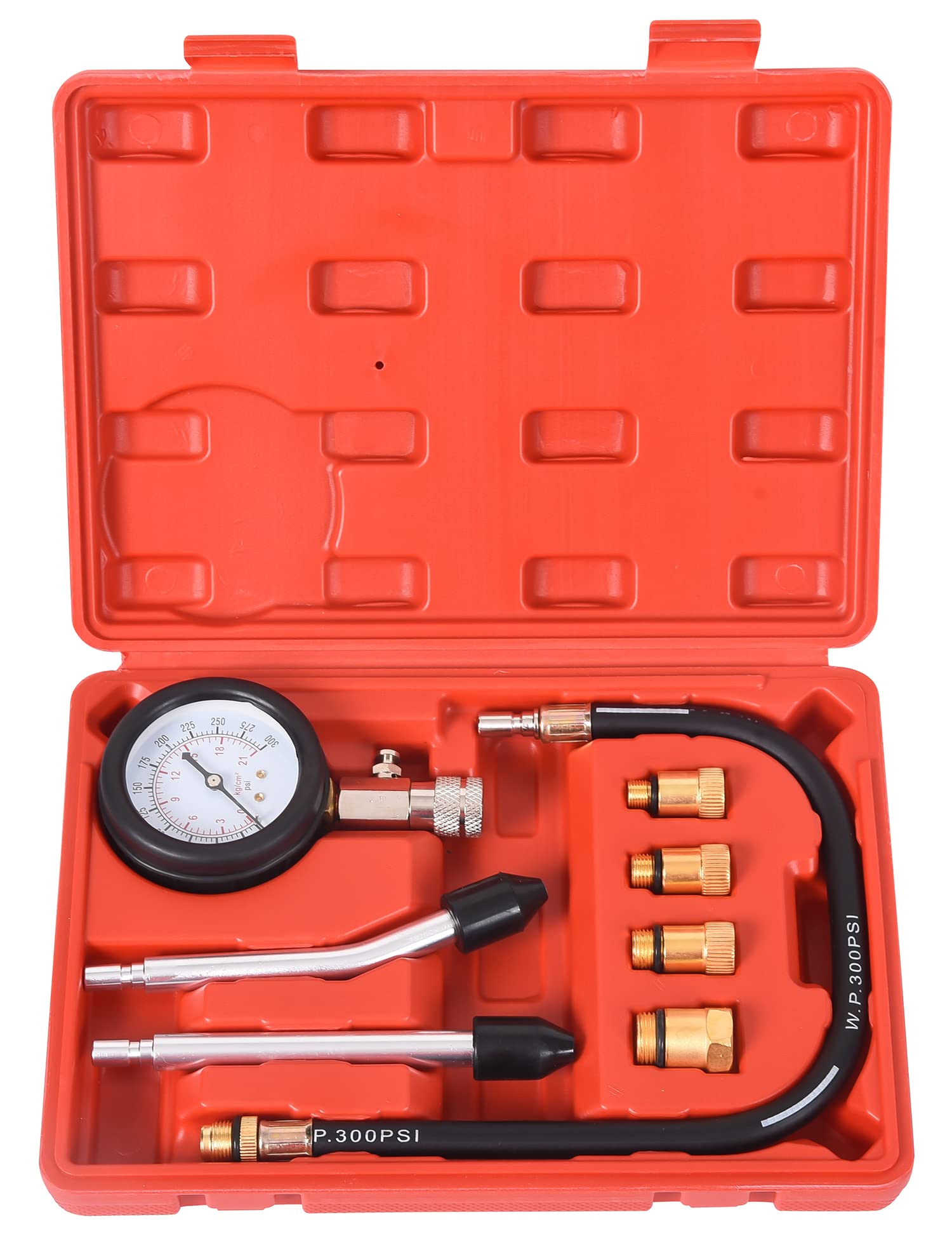 DHA Petrol Cylinder Compression Tester Kit Small Engine Pressure Test Gauge Adapter Tool Set for Car Motorcycle Chainsaw 300PSI