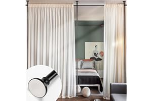 WEFAITH Room Divider Stand - Tension Curtain Rod No Drilling for Room Separation,4-9ft (H) 28-166''(W) Adjustable Heavy Duty Floor to Ceiling Freestanding Wall Divider Room Partition Privacy Separator,Black