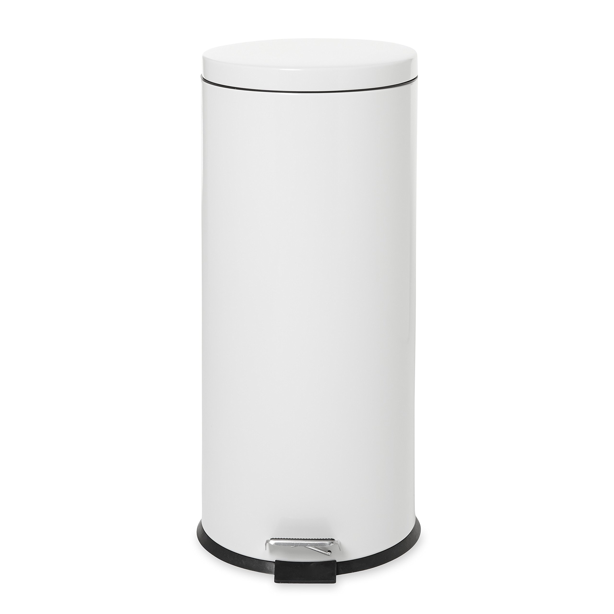 Rubbermaid Commercial 8gal Steel Round Medi Can Step Trash Can with Galvanized Liner - White