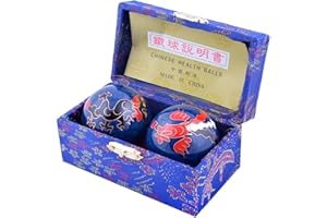 fengshuisale Feng Shui Chinese Health Balls (Blue with Phoenix and Dragon) 42MM W Red String Bracelet F1116（1.65inch-Cloisonn