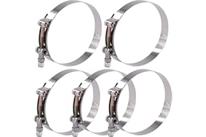 Glarks 5Pcs 108-116mm Stainless Steel T-Bolt Hose Clamps Turbo Intake Soft Hose Intercooler Clamps