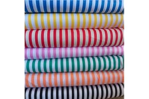 LMAEZNER 7Pcs 25 * 25cm Cotton Fabric DIY Making Supplies Quilting Patchwork Fabric Fat Quarter Bundles DIY for Quilting Cotton Patchwork Cushions(Stripe, 25 * 25cm)