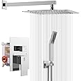 SR SUN RISE SRSH-F5043 Bathroom Luxury Rain Mixer Combo Set Wall Mounted Rainfall Shower Head System Polished Chrome, (Contai