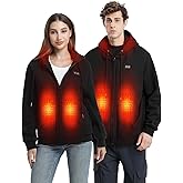 ALSOMTEC Heated Hoodie for Women Men, Zip Up Heated Sweatshirt with 12000mAh Battery, 6 Heating Zones