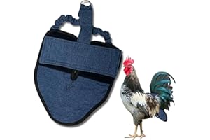 Hen Holster Bird Diaper, Wrap Around - for Hens, Roosters, Ducks, Leak-Proof Design, Comfortable Fleece Strap Bird Harness with Sewn-in Liner, Secure Hook and Loop Closure - Large, Denim