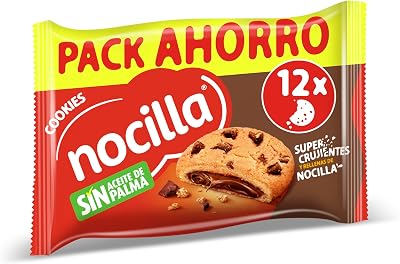 Nocilla, cookies, original, biscoitos de chocolate recheados com creme de cacau com avelãs - embalagem de 12 unidades - 240g