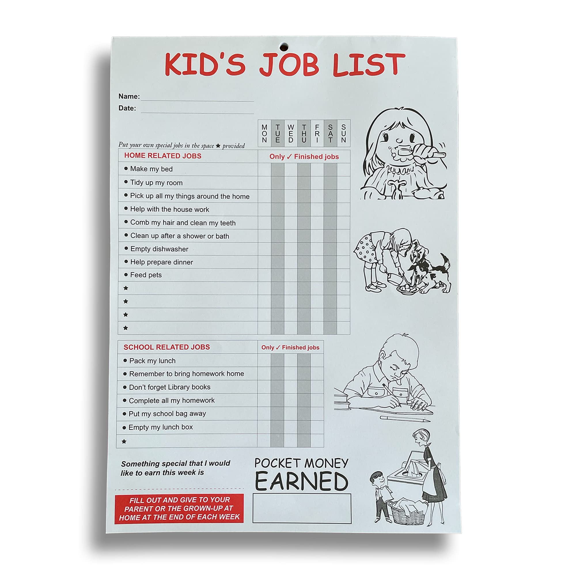 Maturi Kids Job List for Chores and Weekly Pocket Money Earned - Six Months Supply