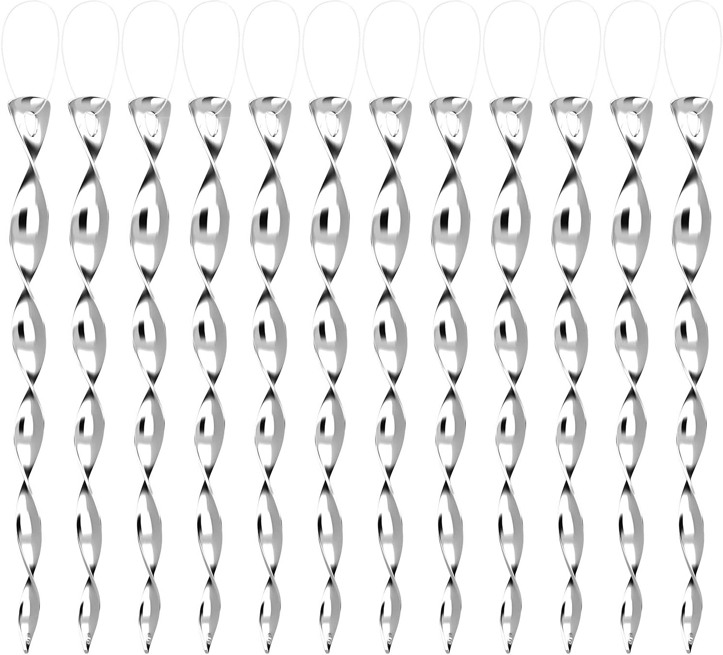 CandyHome 12 Pack Bird Scare Rods, Bird Control Devices Spiral Reflective Rods Keep Birds Away from Pool Garden House Hanging Ornamental Effective and Attractive, Scare Pigeons and Geese (12 Inch)