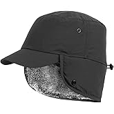 GUTISHI Mens Winter Hat with Ear Flaps Waterproof Winter Trapper Hat for Men Faux Fur Baseball Cap