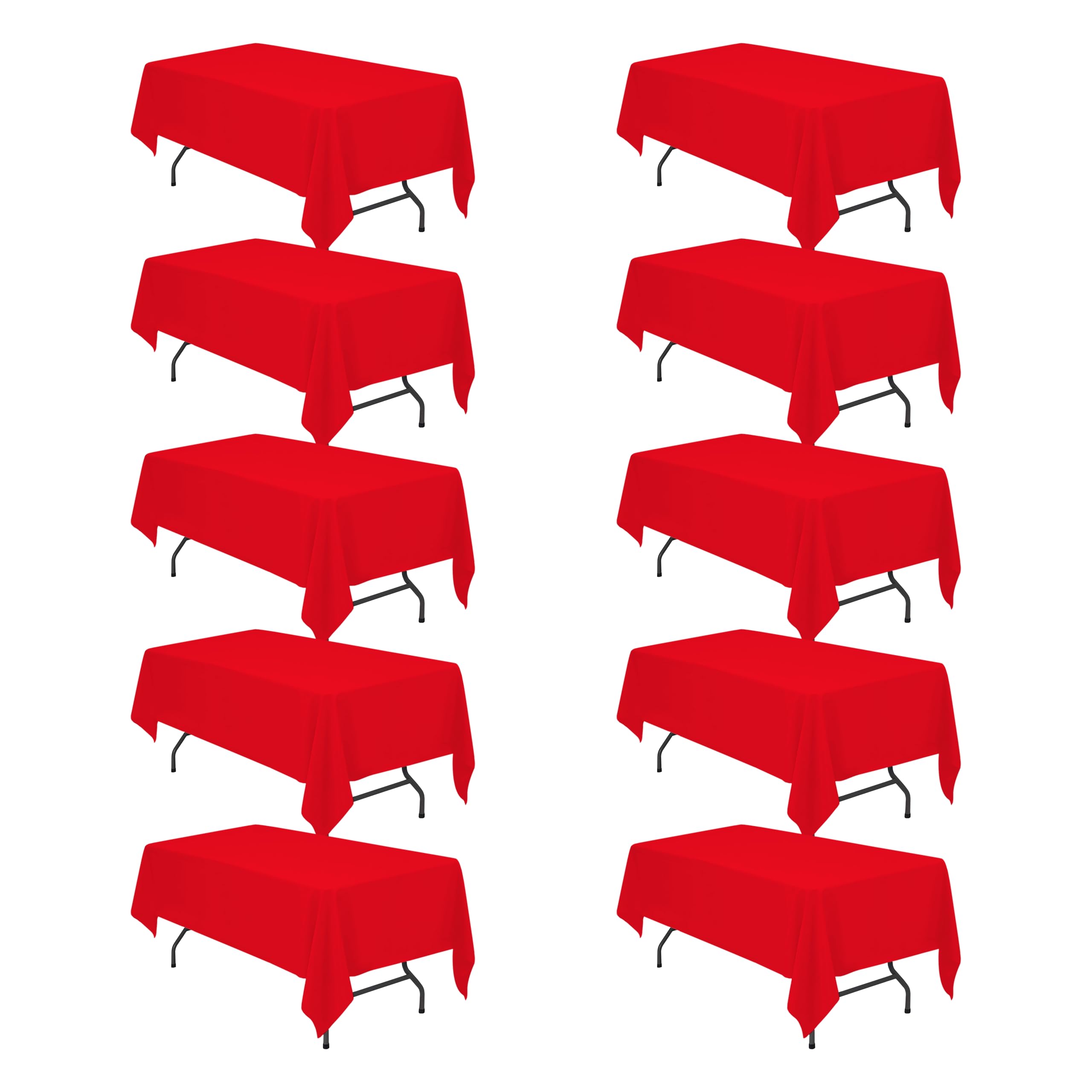 Photo 1 of BRILLMAX 10 Pack Red Tablecloths for 6 Foot Rectangle Tables 60 x 102 Inch - 6ft Rectangular Bulk Linen Polyester Fabric Washable Cloth Cover for Wedding Reception Banquet Birthday Party