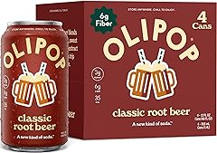 OLIPOP Prebiotic Soda Pop, Classic Root Beer, Prebiotics, Botanicals, Plant Fiber, 12 fl oz (4 Cans)