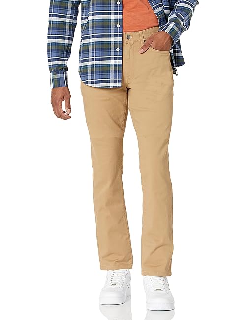 Amazon Essentials Men's Slim-Fit Pants, 5-Pocket Stretch Twill Design, Dark Khaki Brown, 33W x 32L