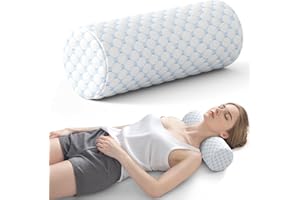 Forcanby Neck Roll Pillow for Neck Pain Relief - Memory Foam Neck Support Pillow for Bed | Round Neck Pillow for Sleeping, 15.7 * 6 * 6 inch (Cool-Blue)
