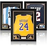 JupDec Jersey Frame Display Case 3 Pack, Large Clear Acrylic Shadow Box with UV Protection for Basketball Baseball Football Soccer Hockey Shirt, Wall Mount Wooden Showcase, Idea Gift for Sports Fans