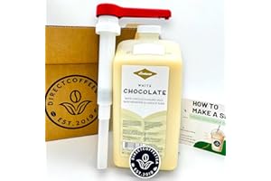 Direct Coffee Tea Est 2019 White Chocolate Mocha Sauce Kit with Dispensing Pump, Recipe Card & Brand Sticker – 63 fl oz Bottle