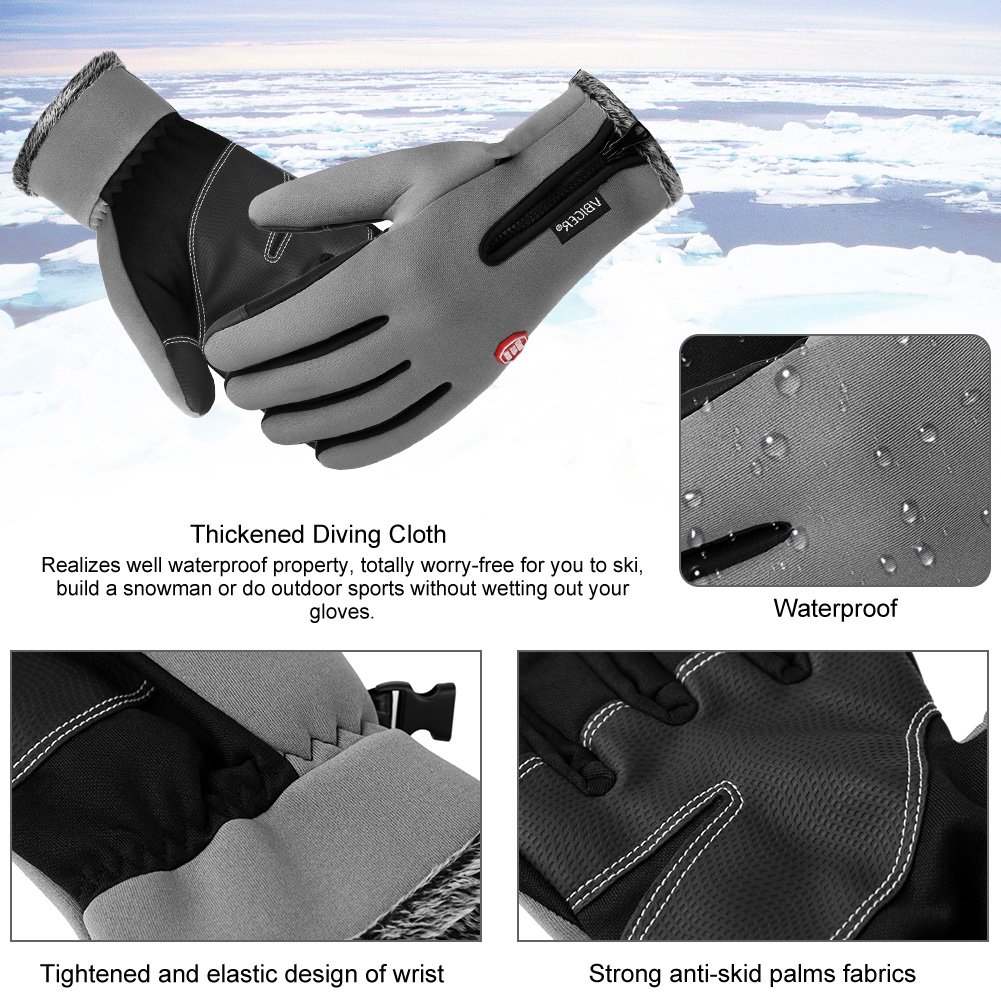 Vbiger Thick Warm Touch Screen Texting Gloves Cold Weather Gloves Cycling Gloves for Men & Women (New Grey, XL)