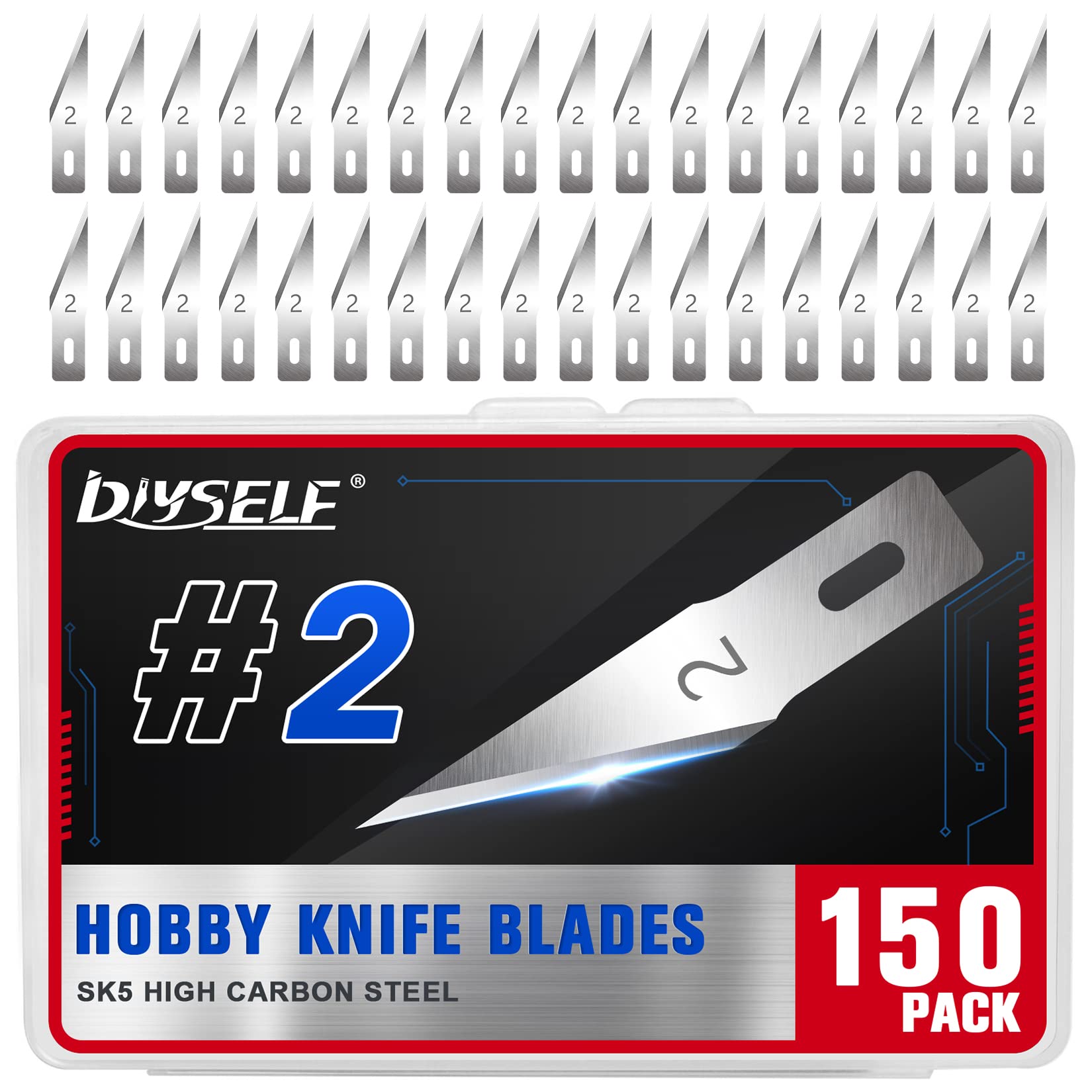 Photo 1 of DIYSELF #2 Exacto Knife Blades, Exacto Replacement Blades, Hobby Knife Blade Refills with Storage Case, 150 Pack Art Knives Blade for Craft, Scrapbooking, Cutting (#2)