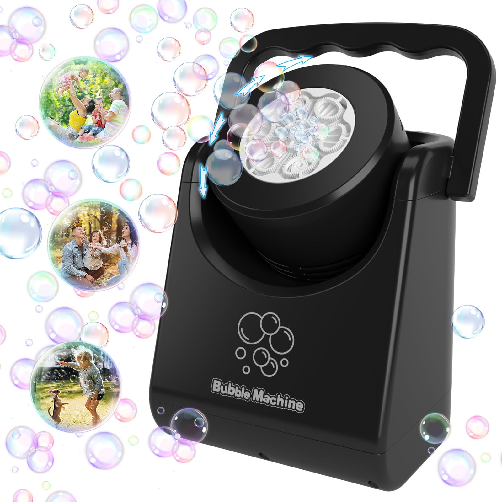 Photo 1 of Bubble Machine for Kids Toddlers,Automatic Bubble Blower,Portable Adjustable Angle Bubble Maker,Bubbles Toy for 3 4 5 6 7 Year Old Boy Girl,Outdoor Party Birthday Easter Baskets Stuffers Gifts Black