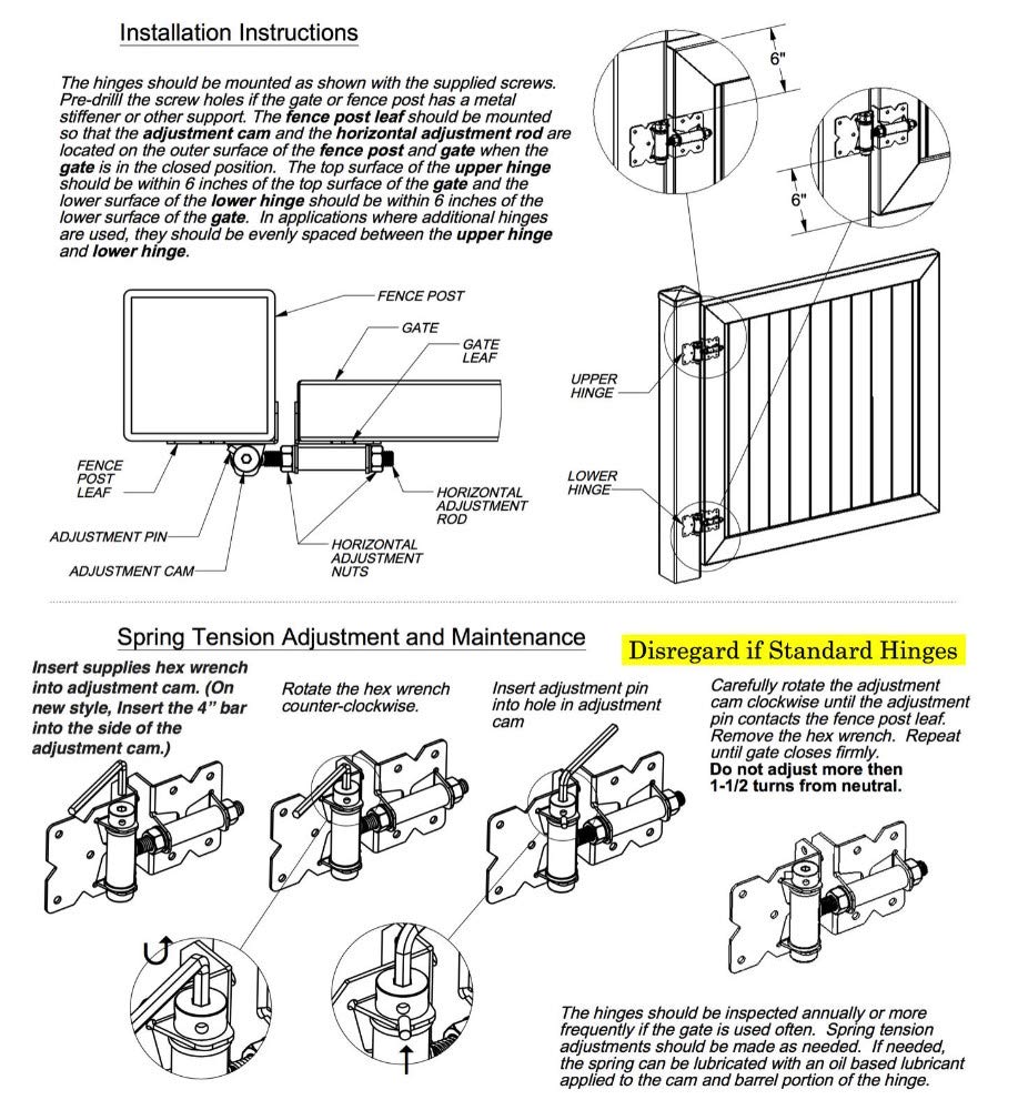 White Self Closing Vinyl Fence Gate Hinges (Vinyl, PVC Fencing) - Spring Close Hinges - - Amazon.com