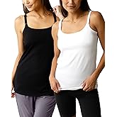 Kindred Bravely Nursing & Maternity Cotton Tank Top Cami 2-Pack | Black & White