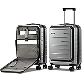 CENSIEN Carry On Luggage 22×14×9 Airline Approved, 20 Inch Lightweight ABS+PC Hard Shell Suitcases with Front Pocket, Spinner Wheels, TSA Lock (Dark Gray, 1PC)