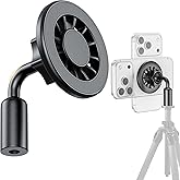 Nevixora Magnetic Tripod Mount for MagSafe, Metal Arm Adapter with 1/4"-20 Hole for iPhone 17 16 15 14 13 12, Reinforced Base for Portrait Mode & Vlogging, Fits All Phones