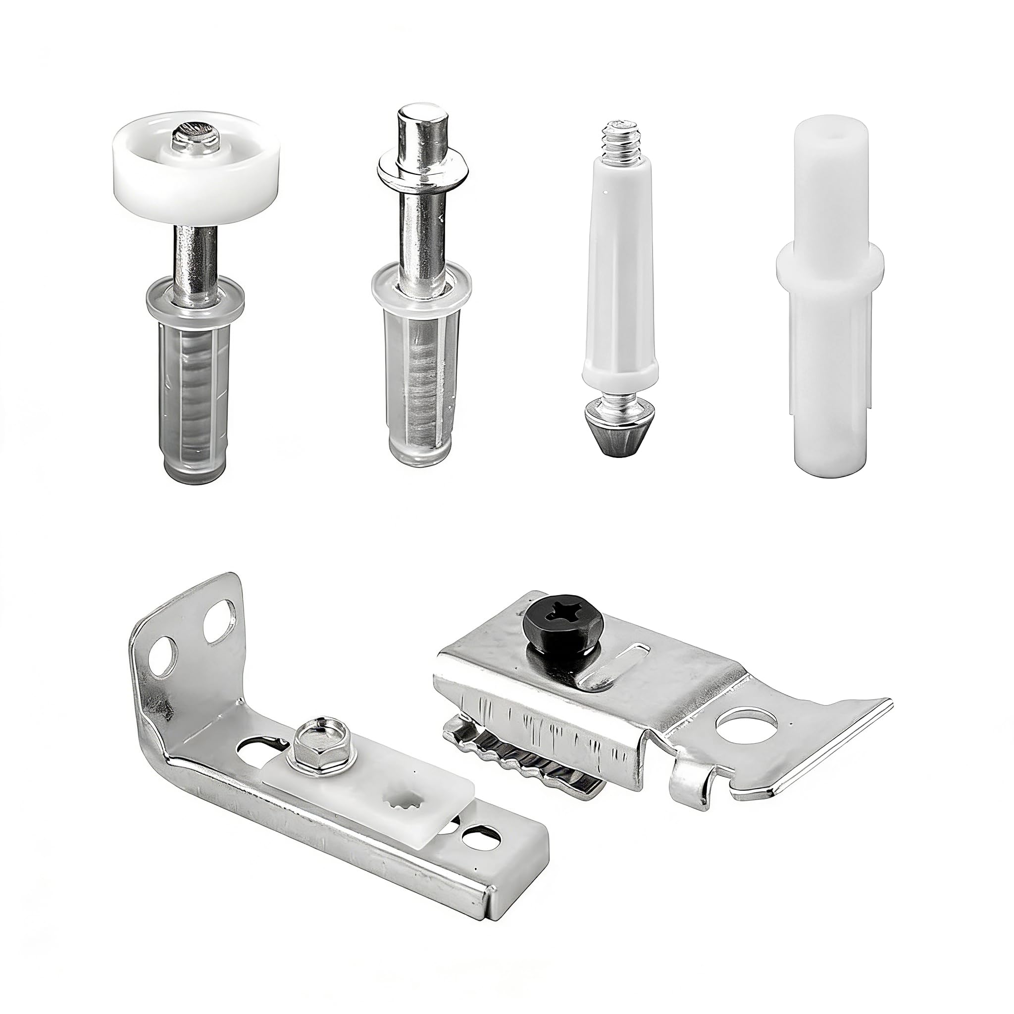 Bifold Door Track Kit,6 Pcs Bi-Fold Door Repair Kit with 3/8" Pivots, 7/8" to 1" Guide Wheel and Brackets,Metal Top Pivot Hardware Bi Folding Doors Internal kit for Folding Barn Folding Doors