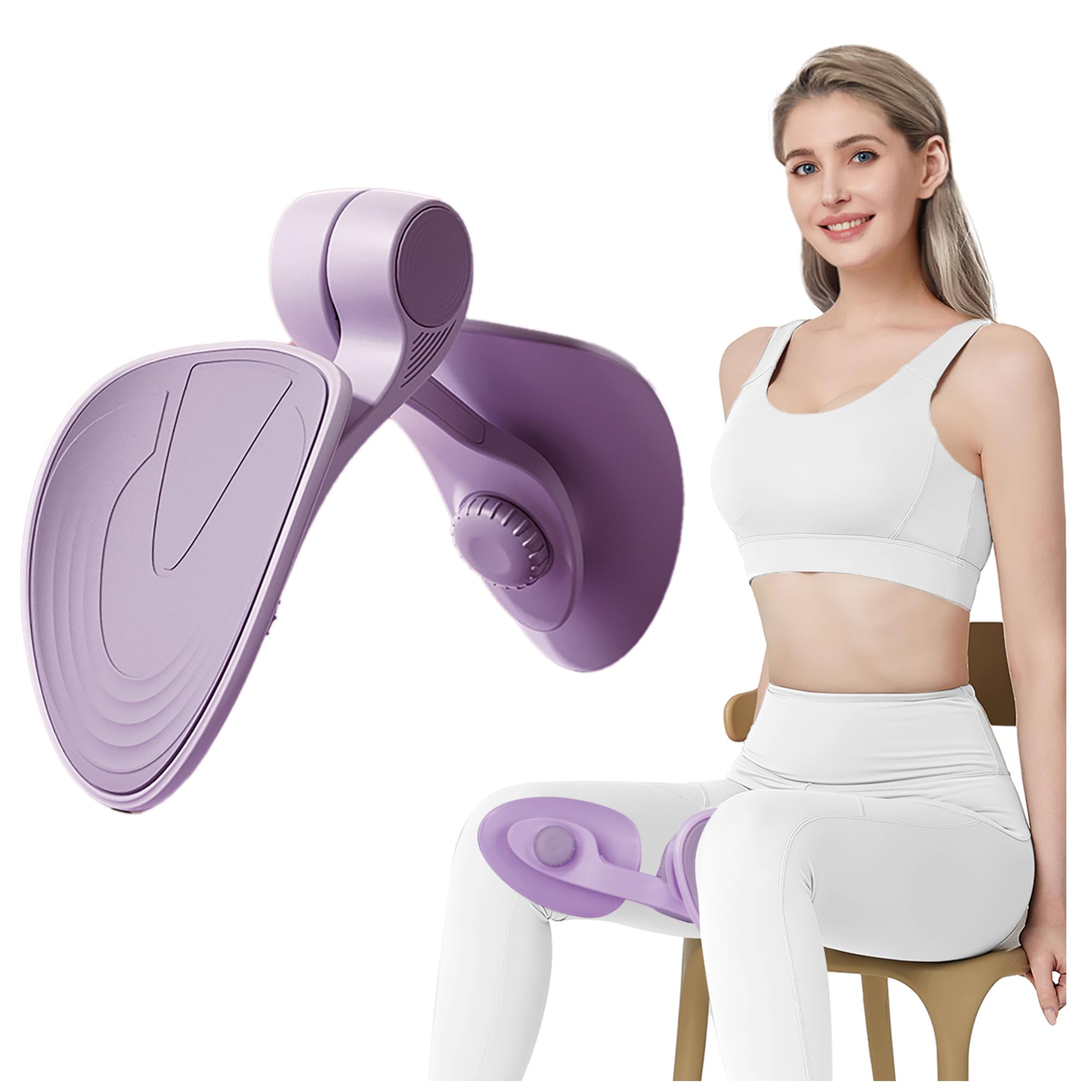 Aiyazhi Inner Thigh and Pelvic Floor Exercise Devices for Women and Man, Kegel Pelvic Floor Muscle Trainer for Women, Leg Inner Thigh Exerciser Toner Master Exercise Equipment for Home Use Purple
