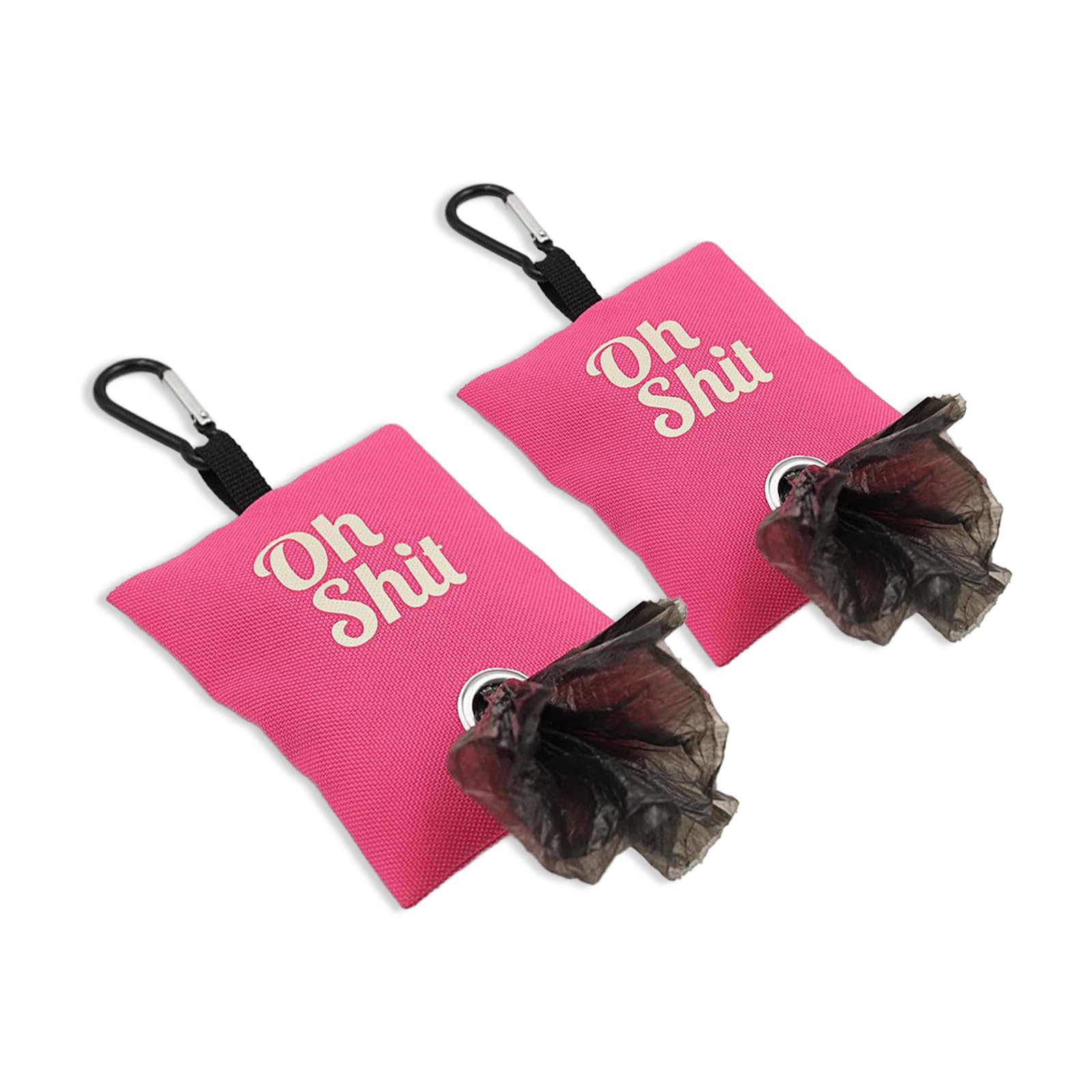 WUMUZAI 2 Pack Dog Poop Bag Dispenser with Clip, Doggie Poop Bag Holders for Leashes, Dog Waste Bag Dispenser, Doggy Bag Holder Pouch, Lightweight Fabric for Pet Running Walking Hiking (Rose Red)