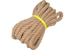 DERZINET Natural Jute Rope - 1/2 Inch × 25 Feet - Thick Hemp Rope for Cat Scratching Posts, Hammock, Nautical, Home Decorating