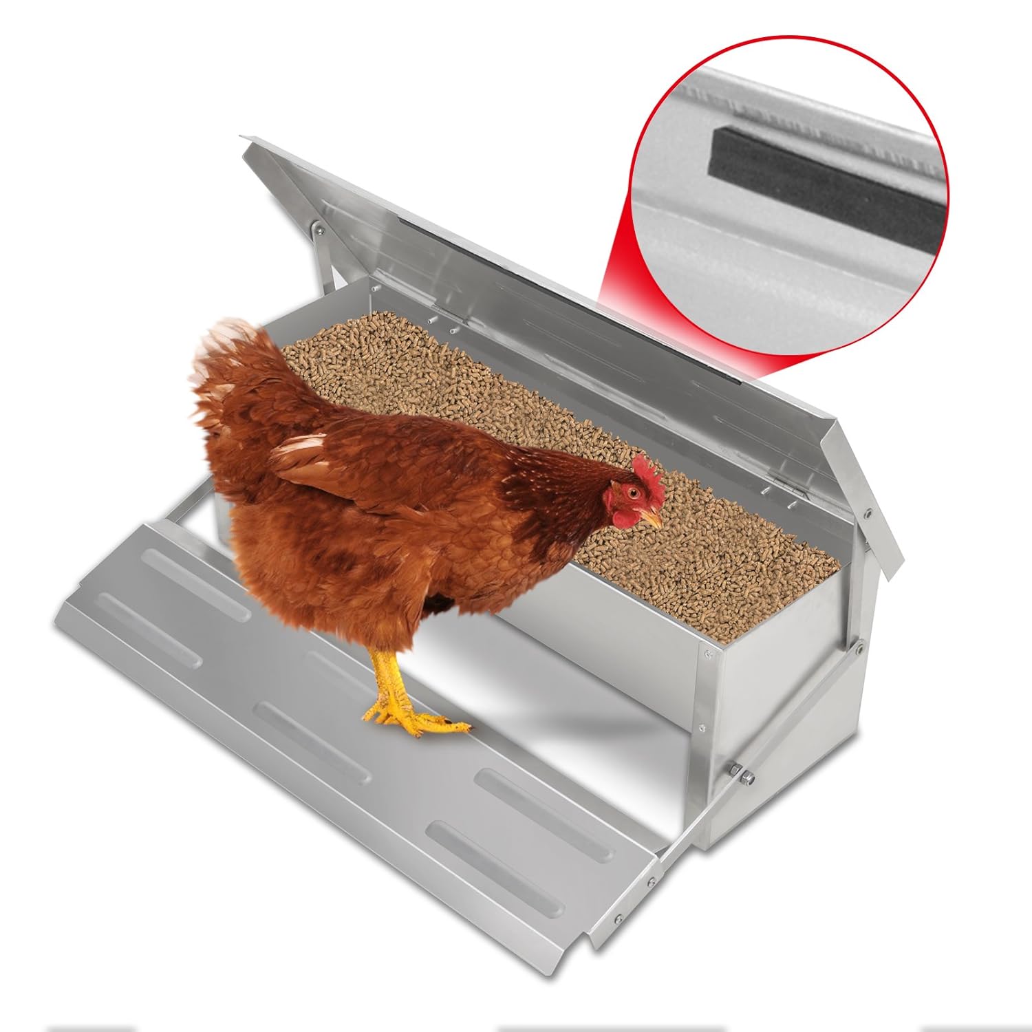Voilamart 4 7kg Automatic Chicken Feeder Auto Treadle Self Opening