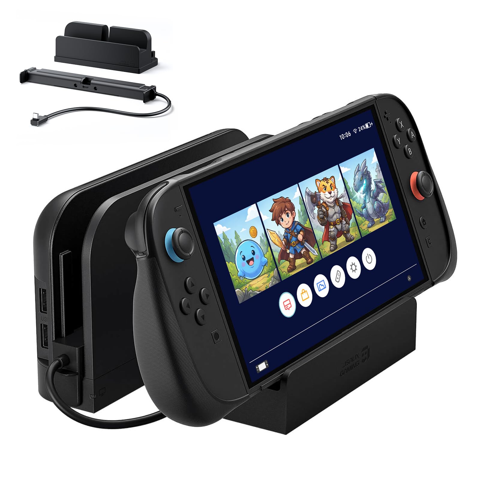 Photo 1 of JSAUX Extender Cable with Stand for Switch 2 Dock, 35cm USB C Extension Cable for Thick Protective Cases, Fast Charging, 10Gbps Data, 4K@60Hz Video Output, 1:1 Dock Function Restore, Passive Cooling