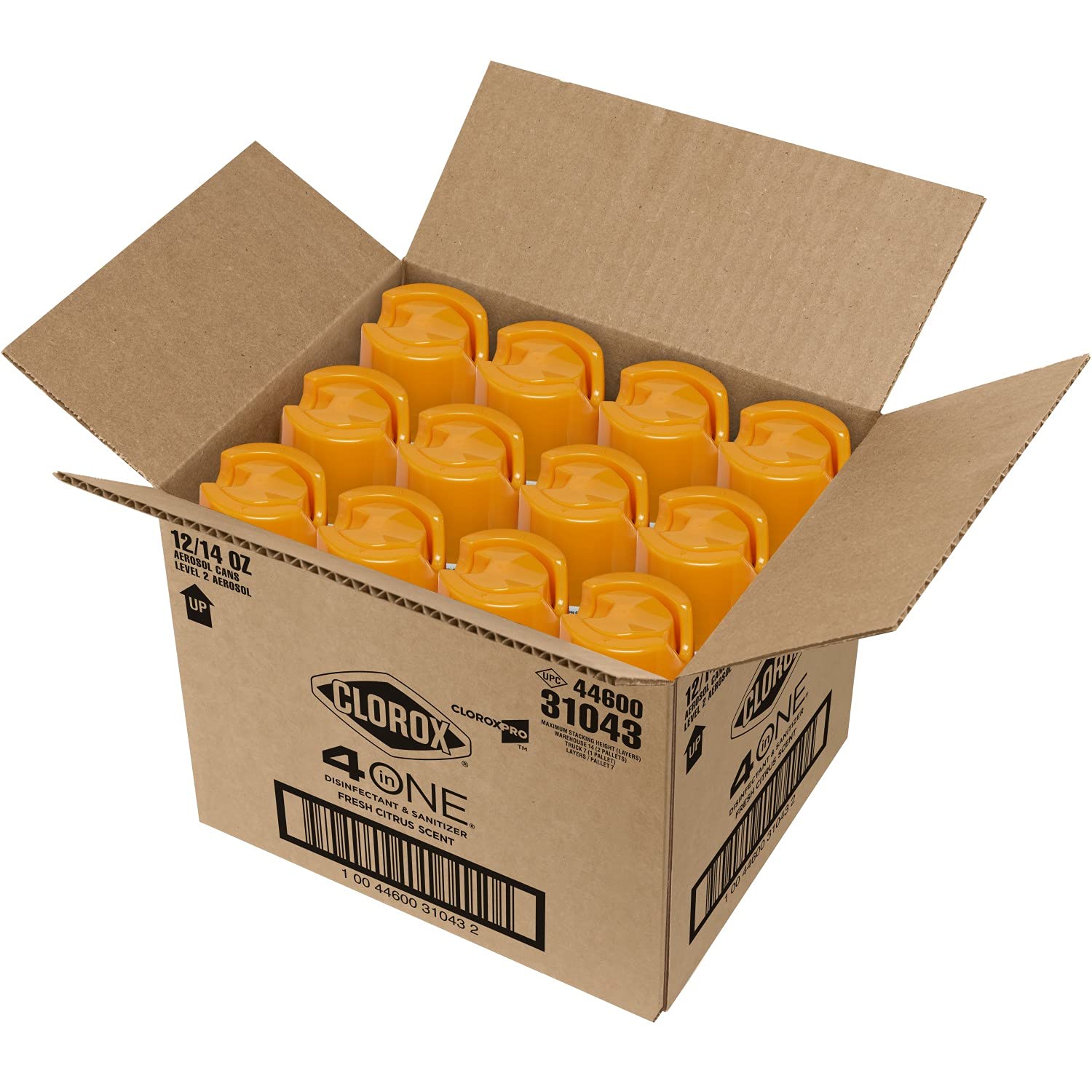 CloroxPro 4 in One Disinfecting Cleaner, Industrial Cleaning, 14 Ounce Spray Can, (12 Pack)