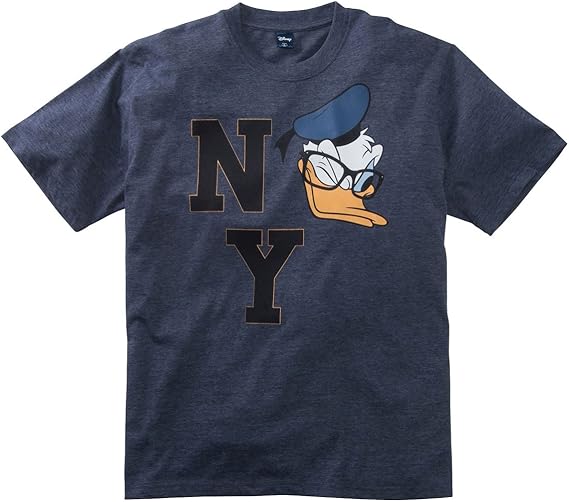 Amazon ニッセン Nissen メンズ 大きいサイズ ディズニー Disney ｔシャツ 半袖 クルーネック ネイビー杢 ドナルド 4l Tシャツ カットソー 通販