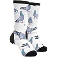 Women's Men's Fun Novelty Crazy Crew Socks Bluish Pigeons Dress Socks