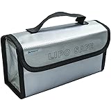 Noiposi Fireproof Explosion-proof Lipo Battery Safe Bag Battery Guard Sleeve Lipo Safe Bag with Strong Handle 220x100x75mm Large Size, pack of 1