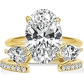 Effinny 3.5ct Oval Wedding Ring Set for Women,Two Stone Pear Open Stackable Band 925 Silver Match Engagement Ring Set