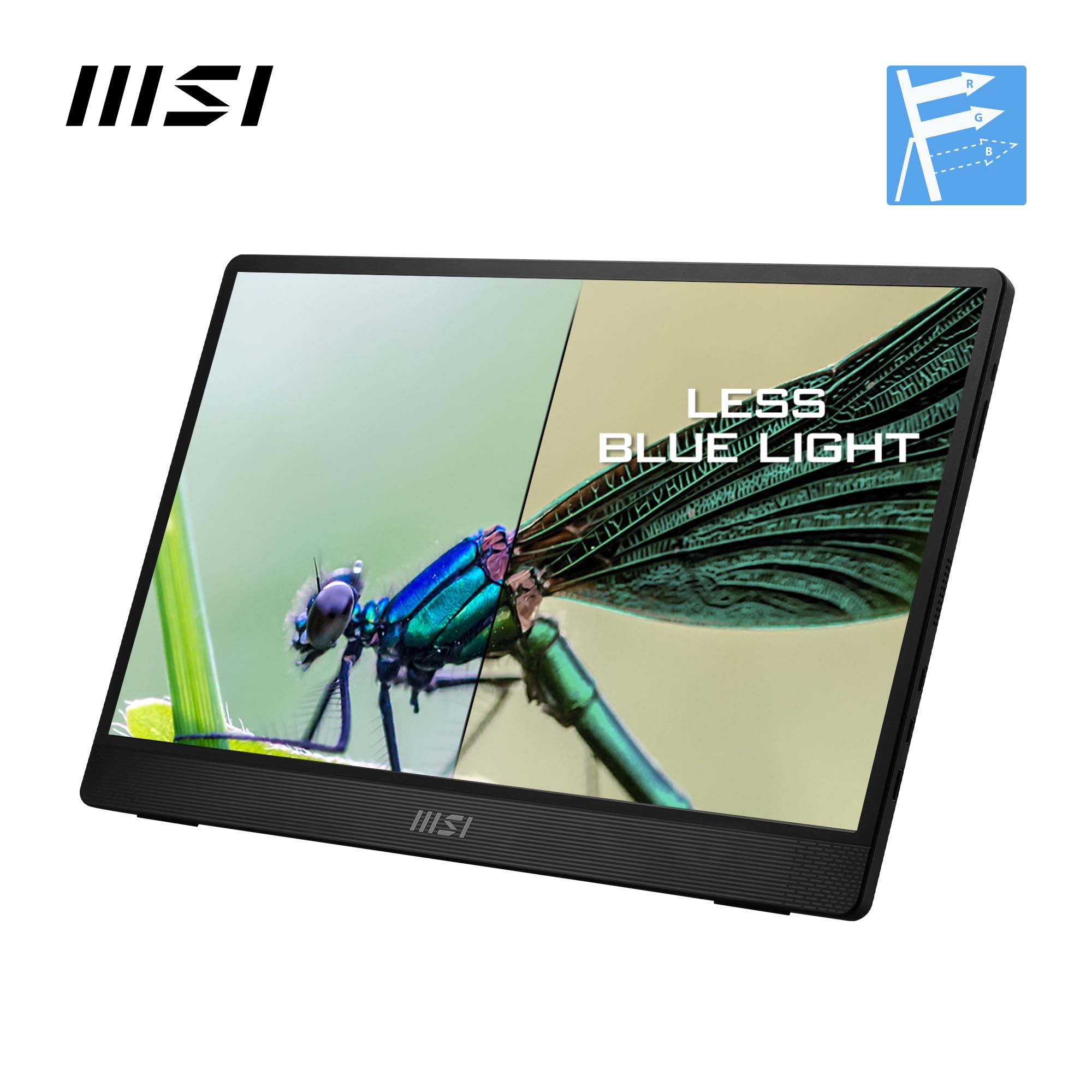 MSI PRO MP161 E2U 15.6 Inch Full HD Portable Monitor - 1920 x 1080 IPS, 60Hz, Eye-friendly, for PC, Laptop, Mobile, Speaker, Improved Housing & Kickstand, Mini HDMI 2.0b, 2 x USB Type-C