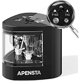 APENSTA Automatic Electric Pencil Sharpener, Dual Hole, 6-12mm | DC or 4 AA Battery Power, For Standard &amp; Colored Pencils, Portable Black Design, Easy Clean, School Office Home