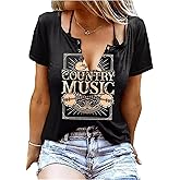 Country Music Tshirt Women Vintage Graphic Tees Funny Western Cowboy Shirt Casual Short Sleeve Tops