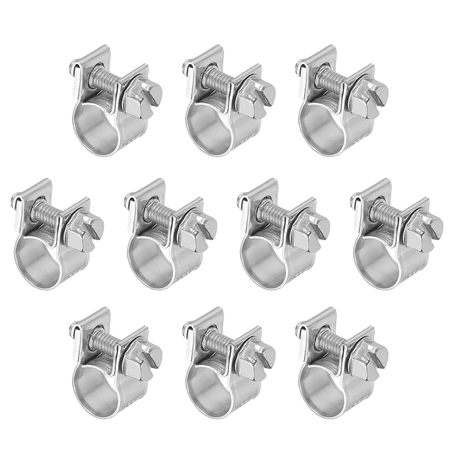 PATIKIL 10 Pcs 8-10mm Mini Fuel Injection Hose Clamps Stainless Steel Adjustable Clamp