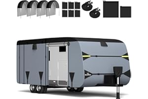 NiwNiw 600D Oxford Travel Trailer RV Cover for Motorhome,Durable Ripstop Waterproof Anti-UV Camper Utility Cover with Windpro