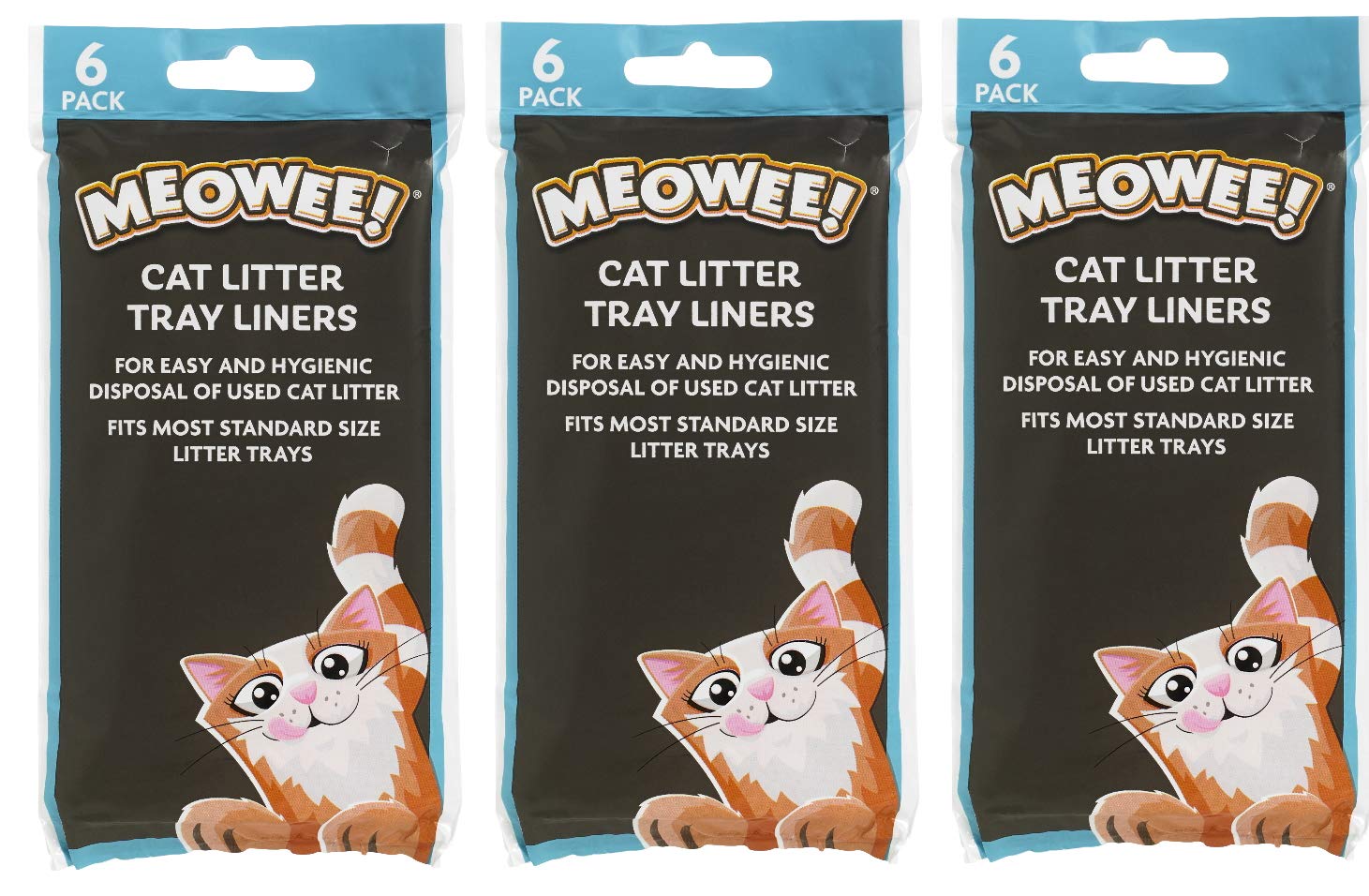 3 X GOODGIRL MEOWEE CAT LITTER TRAY BOX LINERS 60 CM X 28 CM FITS MOST STANDARD SIZED TRAYS (18 LINERS TOTAL)