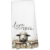 KTYHD Sheep Kitchen Towels,Western Farmhouse Animal Hand Towels for Kitchen,Live Like Someone Left The Gate Open,Sheep Gifts