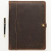 Leather Portfolio - Professional Portfolio Organizer, Resume Folder, Leather Padfolio for Men and Women, Business Portfolio with cardholder, Portfolio Folder - Leather Folder