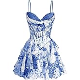 camftbo Spaghetti Straps Short Homecoming Dresses for Teens 2026 A Line Corset Tiered Cocktail Party Dress
